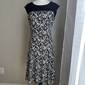 Calvin Klein Dress, Black and White, Front Zipper Detail, XS